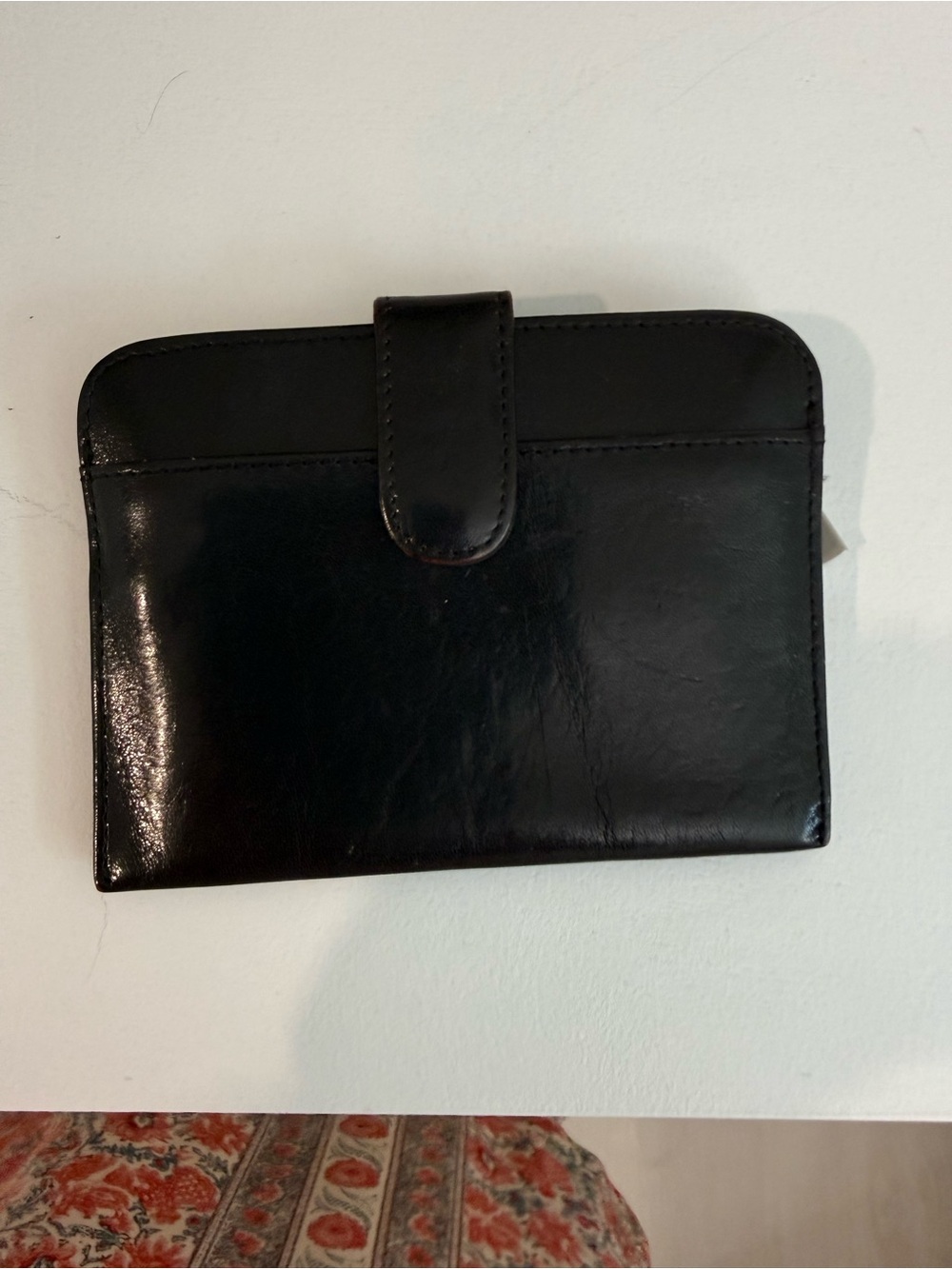 HOBO Black Leather Snap Card Wallet